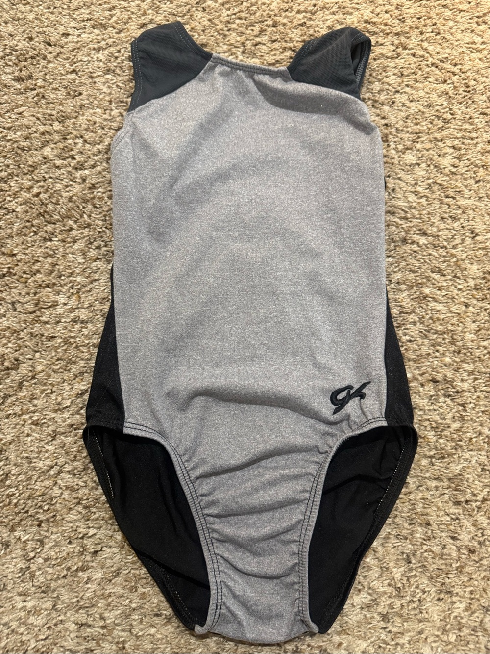 GK Elite Gray & Black Practice Gymnastics Leotard